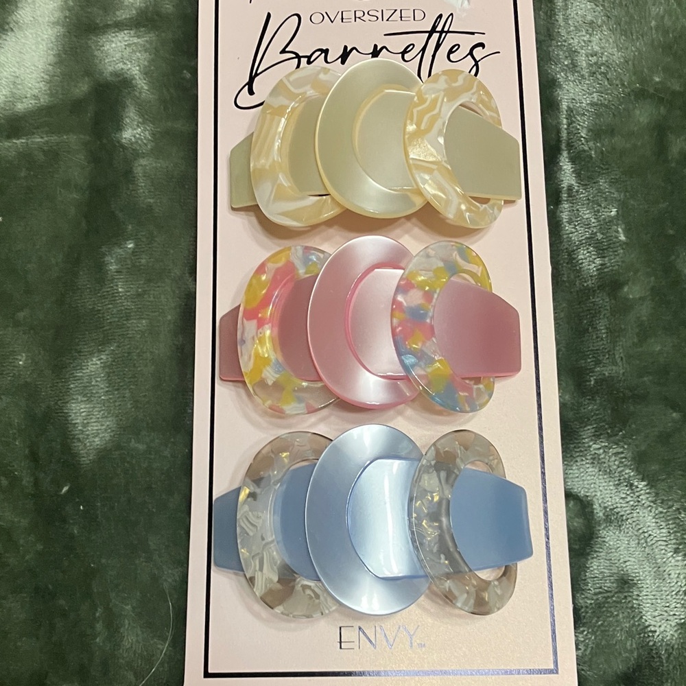 envy Pastel Yellow, Pink & Blue Oversized Barrette Trio